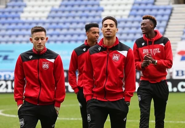 Bristol City Players Gather on Pitch Before Wigan Athletic Match, 11 March 2017