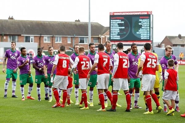 Bristol City Players Greet Fleetwood Town Opponents during Sky Bet League 1 Match, 2014