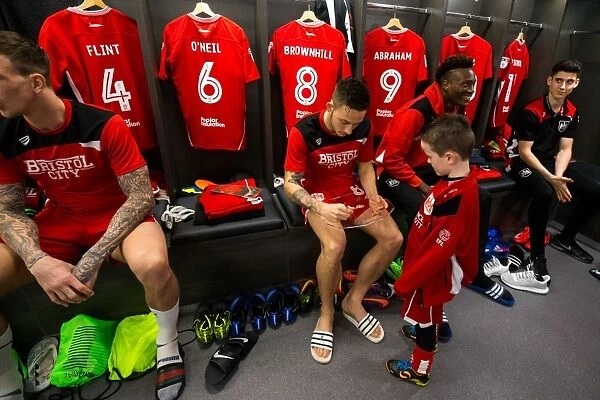 Bristol City Players Greet Mascots in New Dressing Room Ahead of Sky Bet Championship Match against Sheffield Wednesday