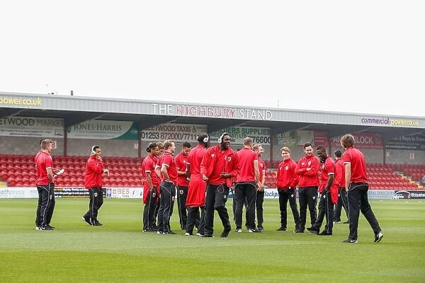 Bristol City Players Inspect Fleetwood Town's Highbury Stadium Pitch Before Match (Jay Emmanuel-Thomas)