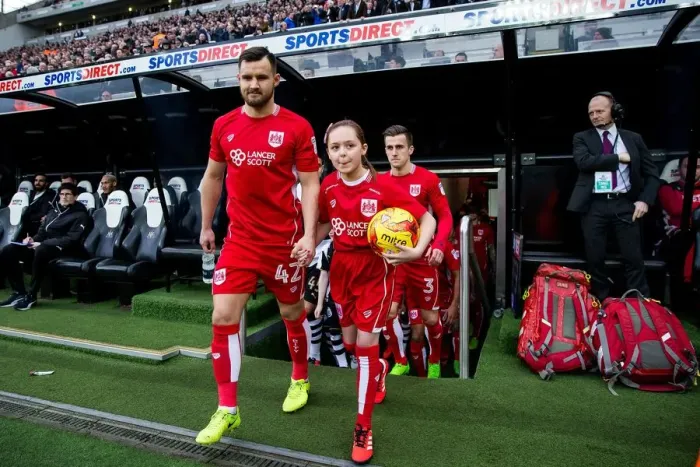 Framed Print : Bristol City Players and Mascot Walk Out at St James Park before Newcastle United Match, 2017