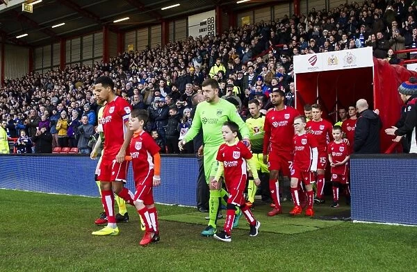 Bristol City Players and Mascots Emerge from Ashton Gate Tunnel for Sky Bet Championship Match Against Reading (2017)