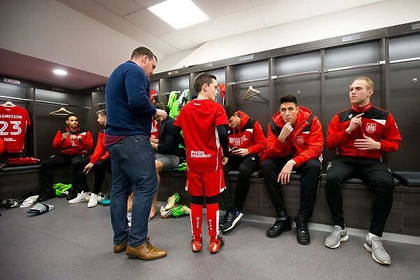 Bristol City Players and Mascots Unite in New Dressing Room Before Sky Bet Championship Clash Against Sheffield Wednesday