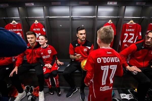 Bristol City Players and Mascots Unite in New Dressing Room Before Championship Match