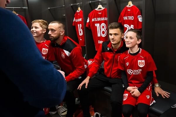Bristol City Players and Mascots Unite in New Dressing Room Before Sky Bet Championship Match
