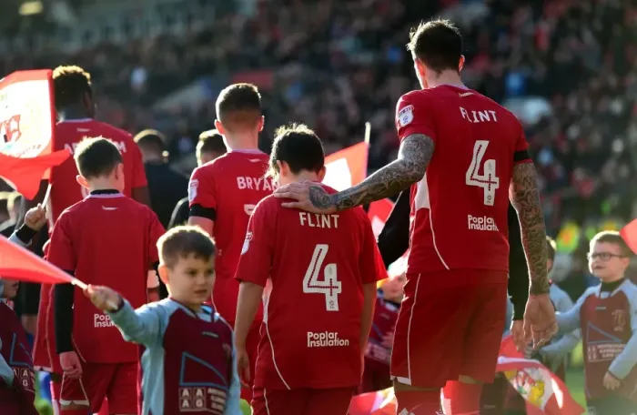 Framed Print : Bristol City Players and Mascots Unite for Sky Bet Championship Match Against Cardiff City