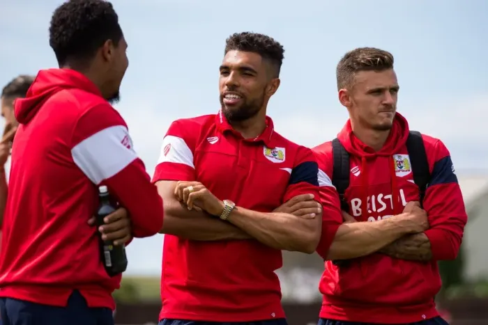 Framed Print : Bristol City Players Observe Pre-season Friendly Action against Bristol Manor Farm Framed Print : Bristol City Players Observe Pre-season Friendly Action against Bristol Manor Farm