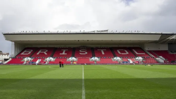 Framed Print : Bristol City Players Prepare for Sky Bet Championship Match Against Nottingham Forest at Ashton Gate Stadium