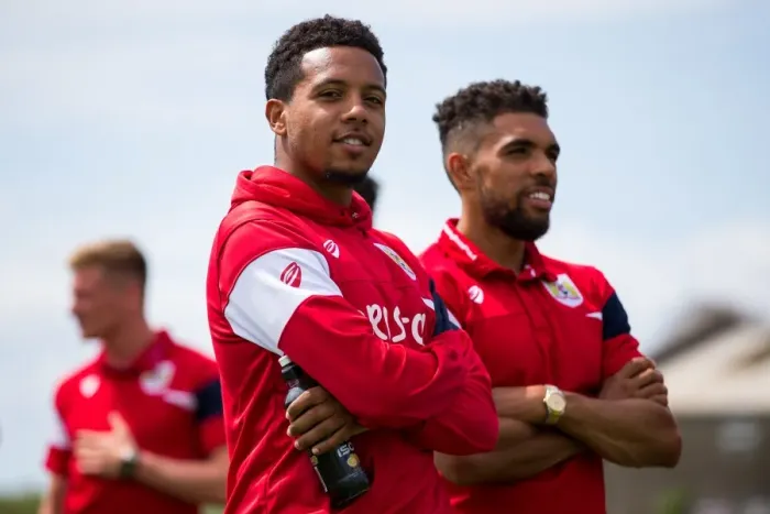 Framed Print : Bristol City Players Scott Golbourne and Korey Smith Watch Pre-season Match vs. Bristol Manor Farm, 2017 Framed Print : Bristol City Players Scott Golbourne and Korey Smith Watch Pre-season Match vs. Bristol Manor Farm, 2017