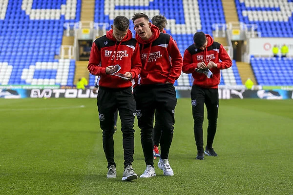 Bristol City Players Scouting Reading's Pitch Before Sky Bet Championship Match
