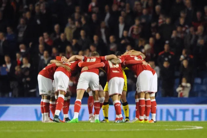 Framed Print : Bristol City Players Unite Before Brighton Showdown, 2015-10-20 Framed Print : Bristol City Players Unite Before Brighton Showdown, 2015-10-20