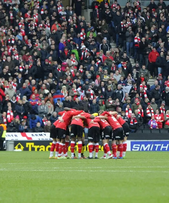 Framed Print : Bristol City Players Unite: MK Dons vs. Bristol City, Sky Bet League One, 07.02.2015