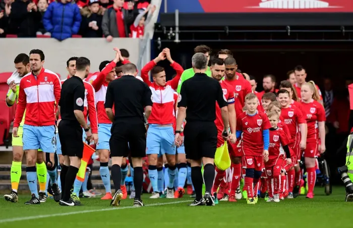 Framed Print : Bristol City Players Walk Out at Ashton Gate: Sky Bet Championship Clash Against Rotherham United (February 4, 2017)