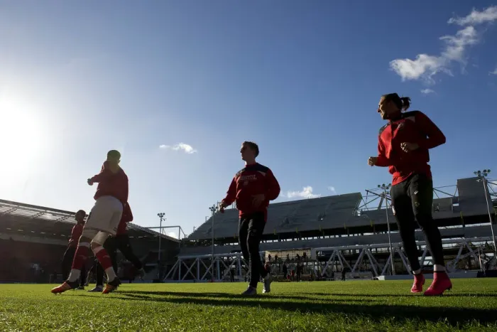 Framed Print : Bristol City Players Warm Up Ahead of Clash with Hull City at Ashton Gate Framed Print : Bristol City Players Warm Up Ahead of Clash with Hull City at Ashton Gate