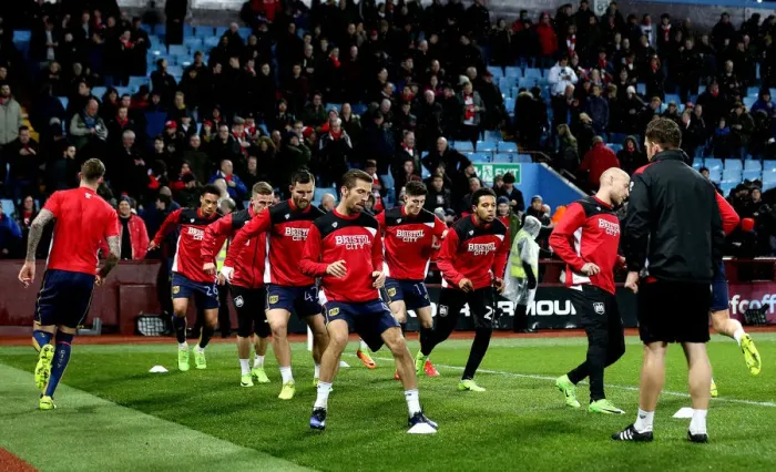 Framed Print : Bristol City Players Warm Up Before Aston Villa Clash at Villa Park, 2017 Framed Print : Bristol City Players Warm Up Before Aston Villa Clash at Villa Park, 2017