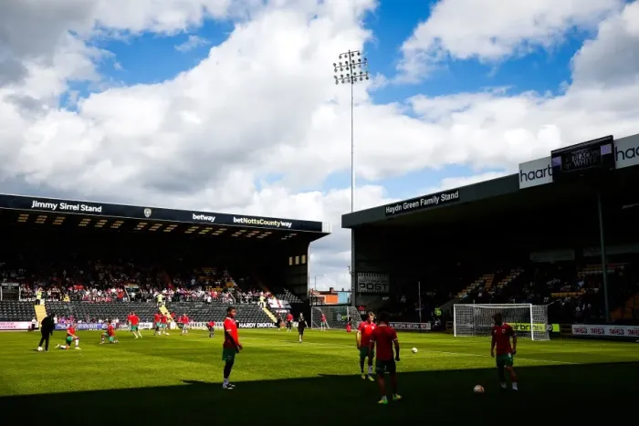 Framed Print : Bristol City Players Warm Up at Meadow Lane Stadium Before Notts County vs. Bristol City, Sky Bet League 1 Match