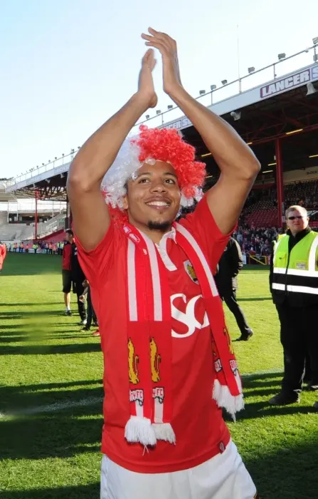 Framed Print : Bristol City Promoted: Korey Smith's Euphoric Moment at Ashton Gate (April 18, 2015) Framed Print : Bristol City Promoted: Korey Smith's Euphoric Moment at Ashton Gate (April 18, 2015)