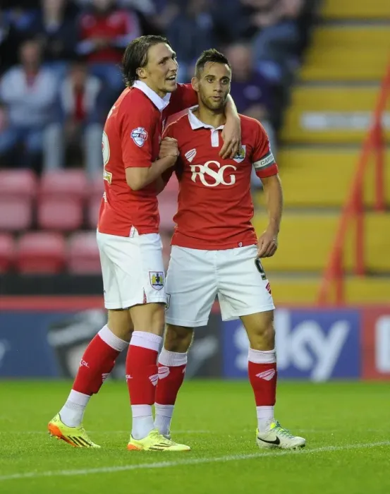 Framed Print : Bristol City Rivals: Luke Ayling and Sam Baldock in Action Against Leyton Orient at Ashton Gate, 2014 Framed Print : Bristol City Rivals: Luke Ayling and Sam Baldock in Action Against Leyton Orient at Ashton Gate, 2014