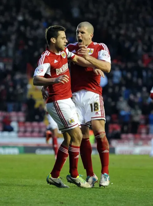 Framed Print : Bristol City: Sam Baldock and Adam El-Abd Celebrate Victory Over MK Dons Framed Print : Bristol City: Sam Baldock and Adam El-Abd Celebrate Victory Over MK Dons