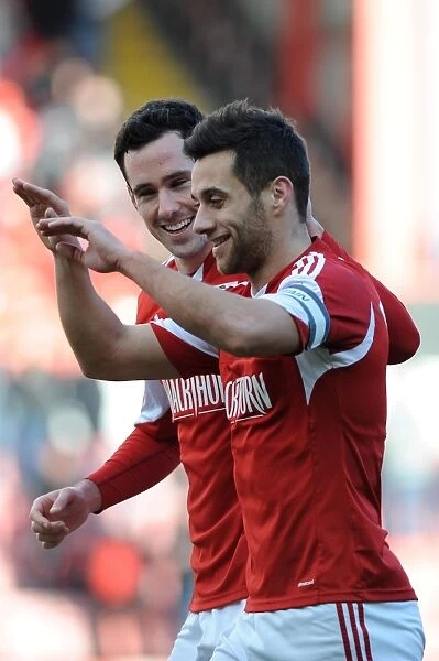Bristol City: Sam Baldock and Greg Cunningham Celebrate Goal Against Tranmere Rovers in Sky Bet League One