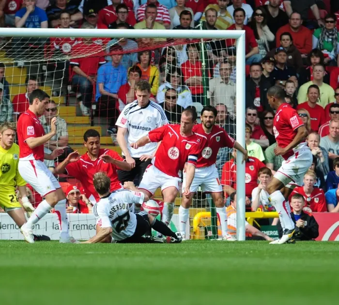Framed Print : Bristol City Save: Clearance Off the Goal Line vs. Derby County (Championship 2010)