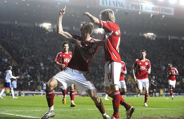 Bristol City: Stead and Woolford Celebrate Thrilling Goal Against Cardiff City at Ashton Gate Stadium (Joe Meredith / Josephmeredith, March 10, 2012)