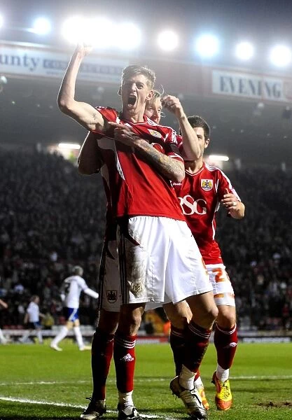 Bristol City: Stead and Woolford's Euphoric Goal Celebration at Ashton Gate (Bristol City vs. Cardiff City, March 10, 2012)