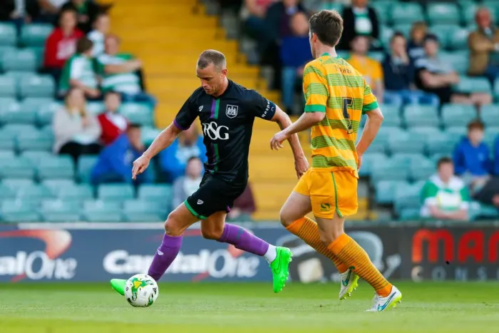 Framed Print : Bristol City Takes on Yeovil Town in Pre-Season Friendly at Huish Park Stadium (July 30, 2015)