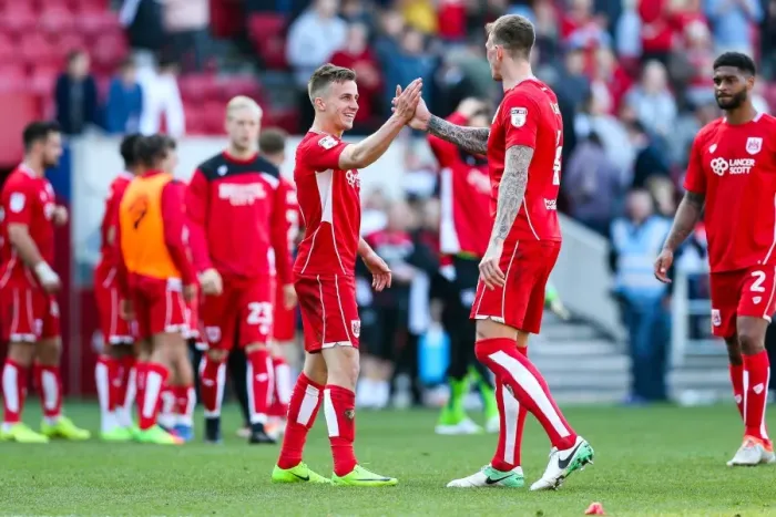 Framed Print : Bristol City: Triumphant 3-2 Win Over Barnsley - Aden Flint and Joe Bryan's Euphoric Moment Framed Print : Bristol City: Triumphant 3-2 Win Over Barnsley - Aden Flint and Joe Bryan's Euphoric Moment