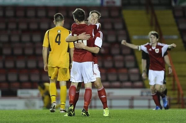 Bristol City U18s: Ben Withey and Jamie Horgan Celebrate Goal in Youth Cup Match against Newport County U18s