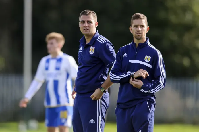Framed Print : Bristol City U18s: Carlos Anton and Alex Russell Monitoring the Action against Brighton & Hove Albion U18s Framed Print : Bristol City U18s: Carlos Anton and Alex Russell Monitoring the Action against Brighton & Hove Albion U18s
