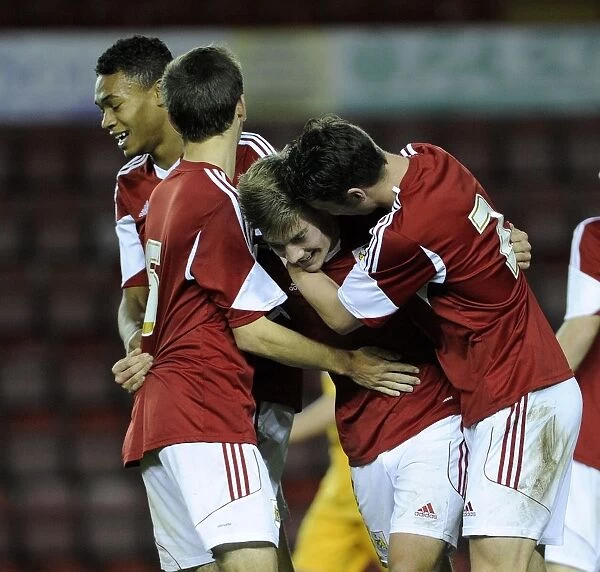 Bristol City U18s Celebrate Ben Withey's Goal Against Newport County U18s in Youth Cup Match