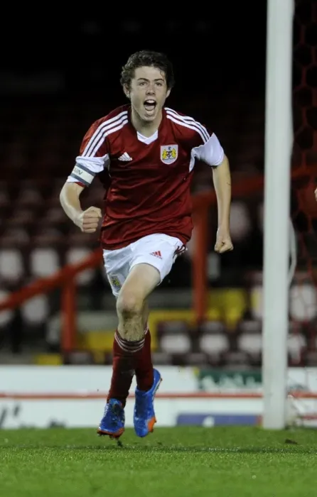 Framed Print : Bristol City U18s Celebrate Goal Against Newport County U18s in Youth Cup Match