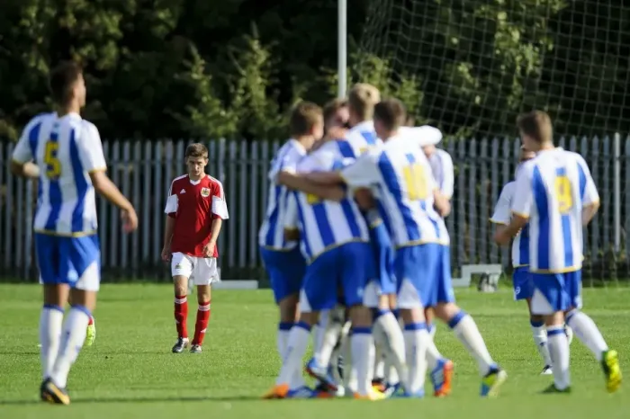 Framed Print : Bristol City U18's Disappointment as Brighton Scores Second Goal Framed Print : Bristol City U18's Disappointment as Brighton Scores Second Goal