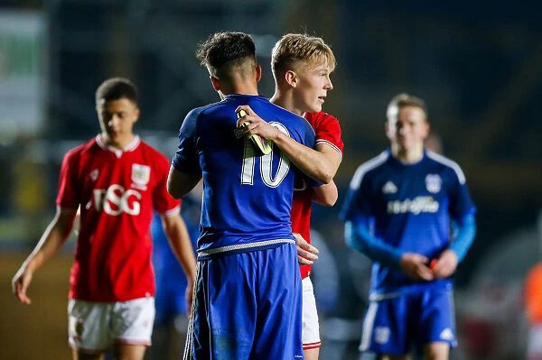 Bristol City U18s Eliminated from FA Youth Cup by Cardiff City U18s: Jake Andrews Consoles Jamie Bird after 0-4 Defeat