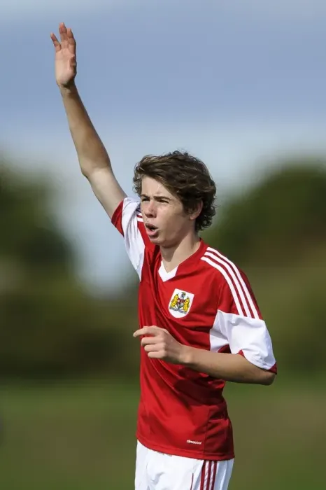 Framed Print : Bristol City U18's Tom Fry Celebrates - Bristol City U18 v Brighton & Hove Albion U18, 05 / 10 / 2013