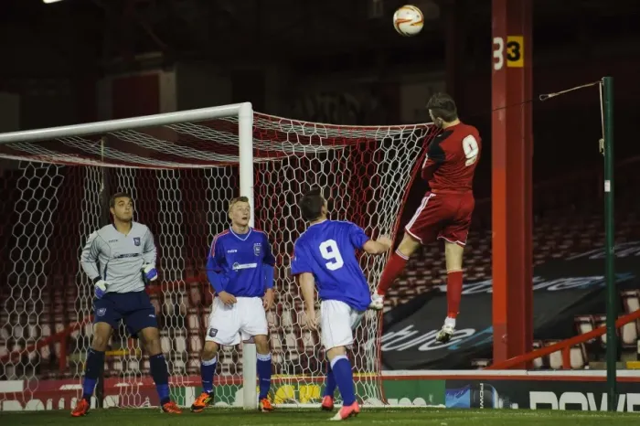 Framed Print : Bristol City U18s Wes Burns Scores Stunning Header Against Ipswich Town U18s in FA Youth Cup Third Round Proper