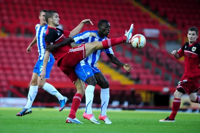 Framed Print : Bristol City U21s: Ismael Bouzid Fights for Possession Against Freddie Ladapo of Colchester United U21s
