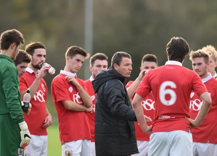 Framed Print : Bristol City U21s: Mark O'Connor Addresses Team During Half-time at Failand Training Ground (Bristol City vs. Millwall U21s, 10 / 11 / 2014) Framed Print : Bristol City U21s: Mark O'Connor Addresses Team During Half-time at Failand Training Ground (Bristol City vs. Millwall U21s, 10 / 11 / 2014)
