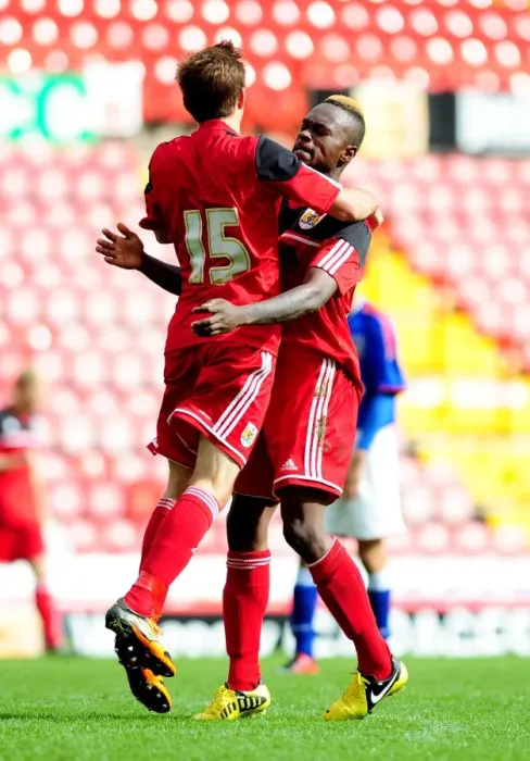 Framed Print : Bristol City U21s vs Ipswich Town U21s: Lewis Hall's Goal Celebration at Ashton Gate, 2012