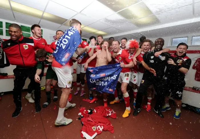 Framed Print : Bristol City: Unforgettable Championship Victory in the Changing Room Framed Print : Bristol City: Unforgettable Championship Victory in the Changing Room