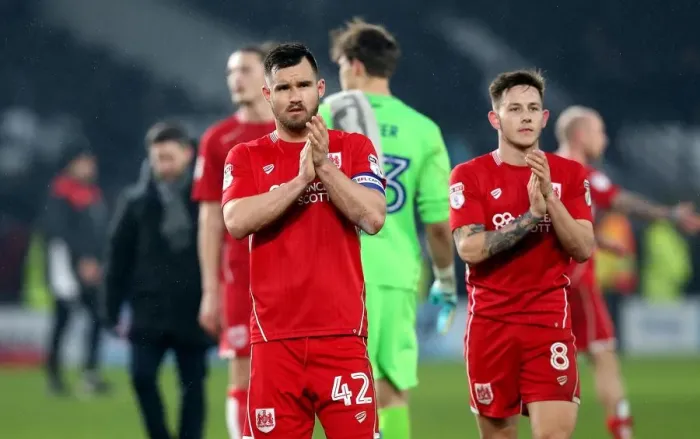 Framed Print : Bristol City Unity: Wright and Brownhill Applaud Fans After Derby County Match