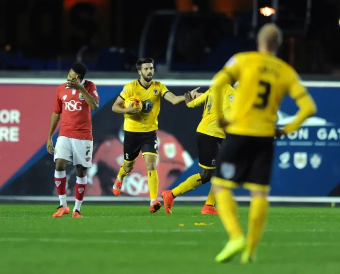 Framed Print : Bristol City vs AFC Wimbledon: George Francomb Scores the Winner in Johnstone's Paint Trophy Thriller Framed Print : Bristol City vs AFC Wimbledon: George Francomb Scores the Winner in Johnstone's Paint Trophy Thriller