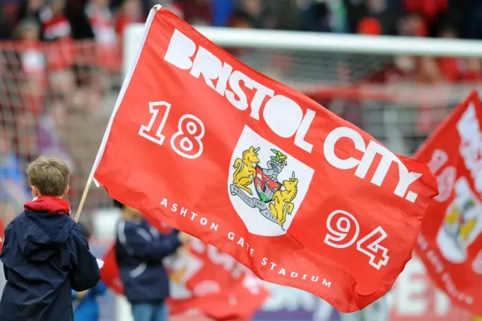 Framed Print : Bristol City vs Barnsley: Flag Bearer at Ashton Gate, March 2015 (Sky Bet League One)