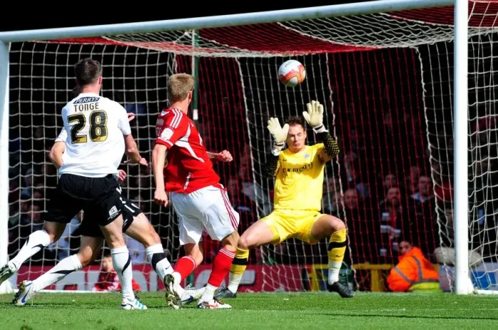 Framed Print : Bristol City vs Barnsley: Jon Stead's Thwarted Goal by David Button