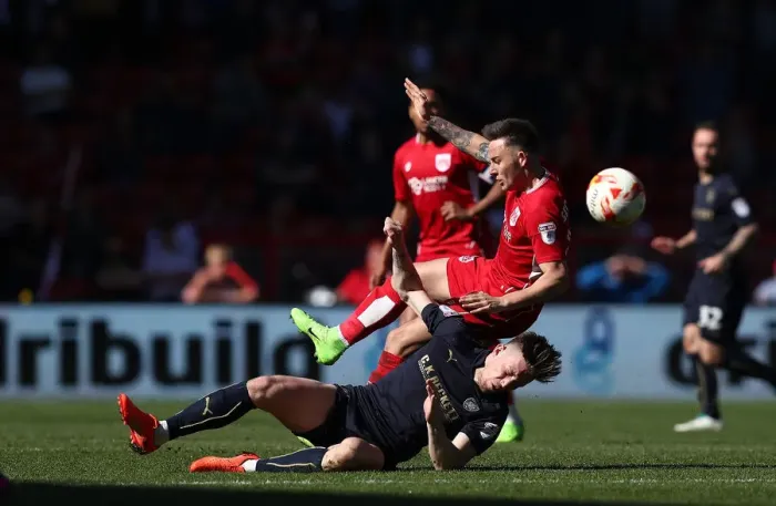 Framed Print : Bristol City vs Barnsley: Josh Brownhill Tackled by Angus MacDonald