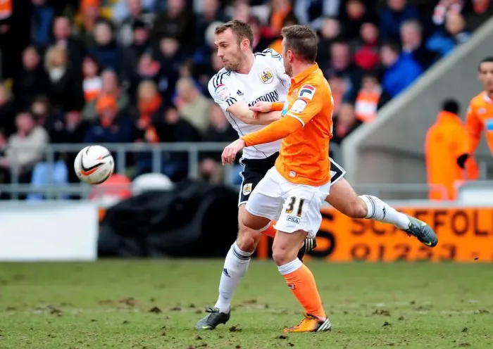 Framed Print : Bristol City vs Blackpool: Intense Battle for the Ball - Dougie Allward / JMP, 2013