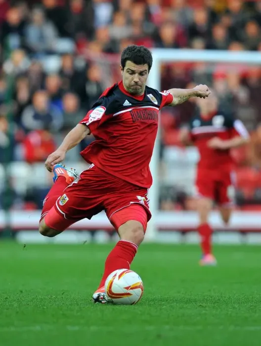 Framed Print : Bristol City vs Blackpool: Richard Foster in Action at Ashton Gate Stadium, 2012