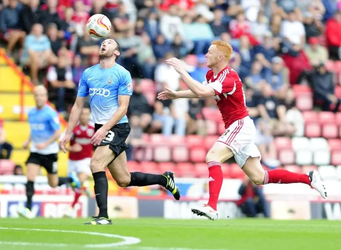 Framed Print : Bristol City vs Bradford City: Intense Moment between Ryan Taylor and Rory McArdle Framed Print : Bristol City vs Bradford City: Intense Moment between Ryan Taylor and Rory McArdle