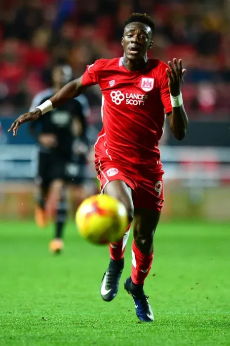 Framed Print : Bristol City vs Brentford: Tammy Abraham in Action at Ashton Gate, 13th December 2016 (Sky Bet Championship)